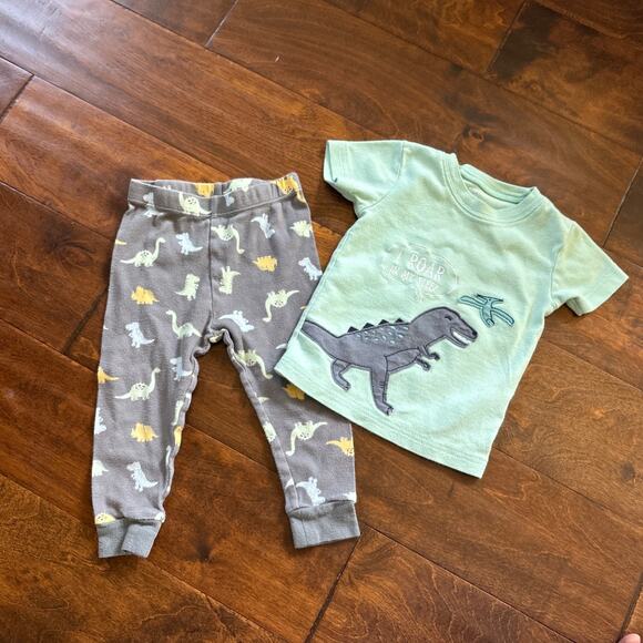 Carter's Boys 18 Month Pajamas Set Dinosaurs Green Gray - Picture 1 of 6